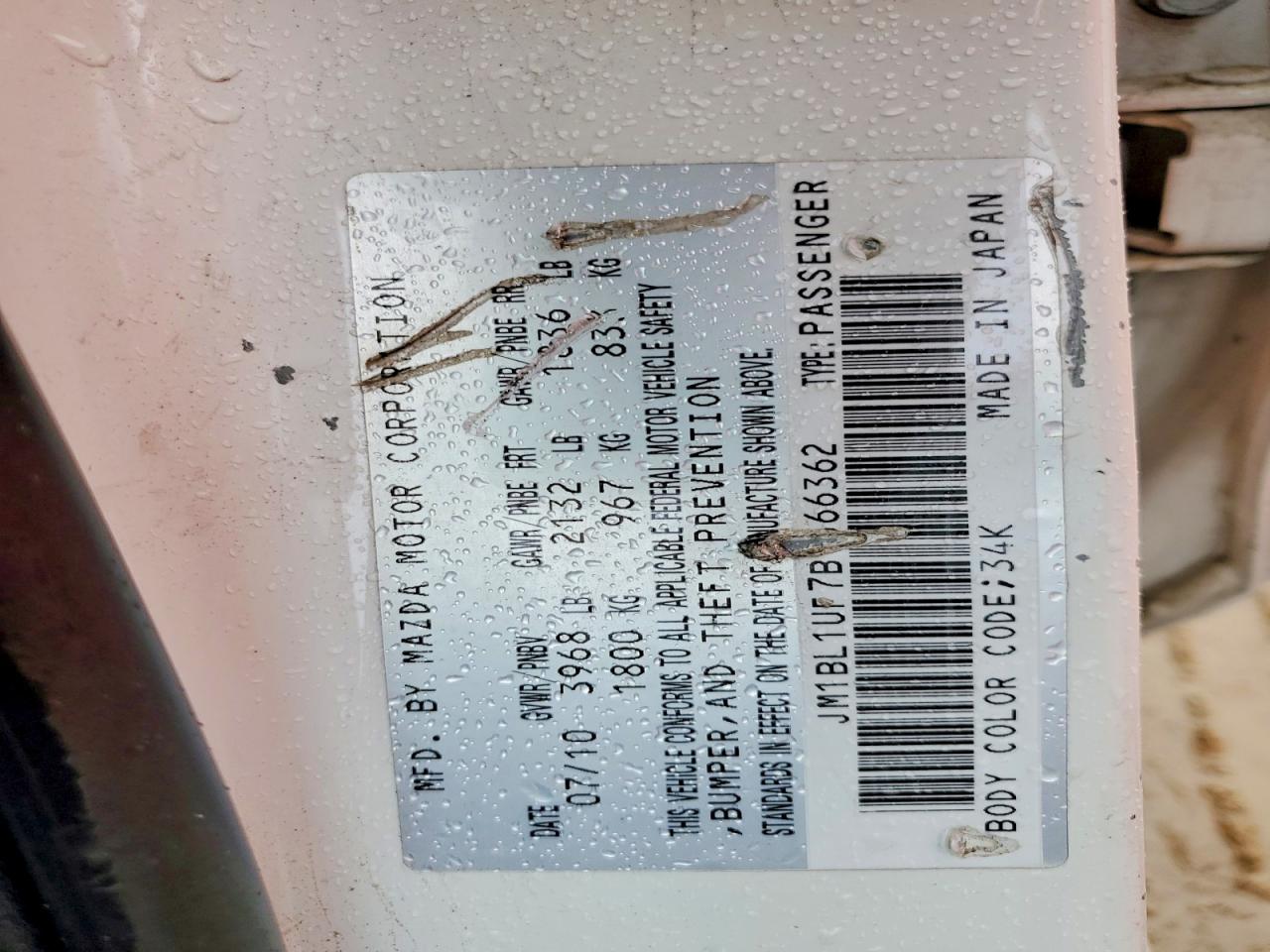 2011 Mazda 3 I White vin: JM1BL1UF7B1366362