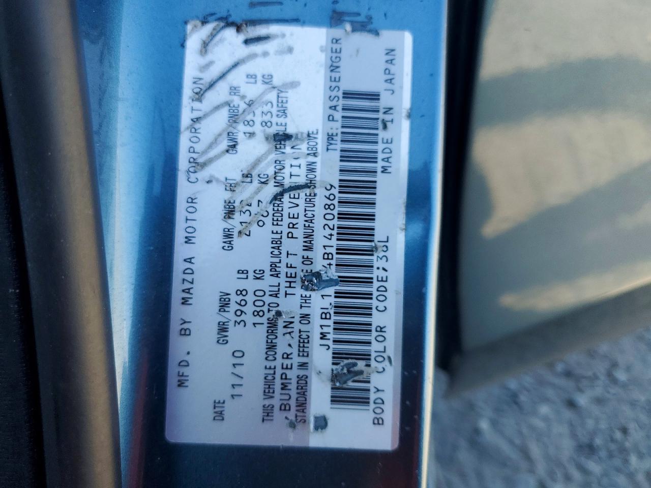 2011 Mazda 3 I Teal vin: JM1BL1UG4B1420869