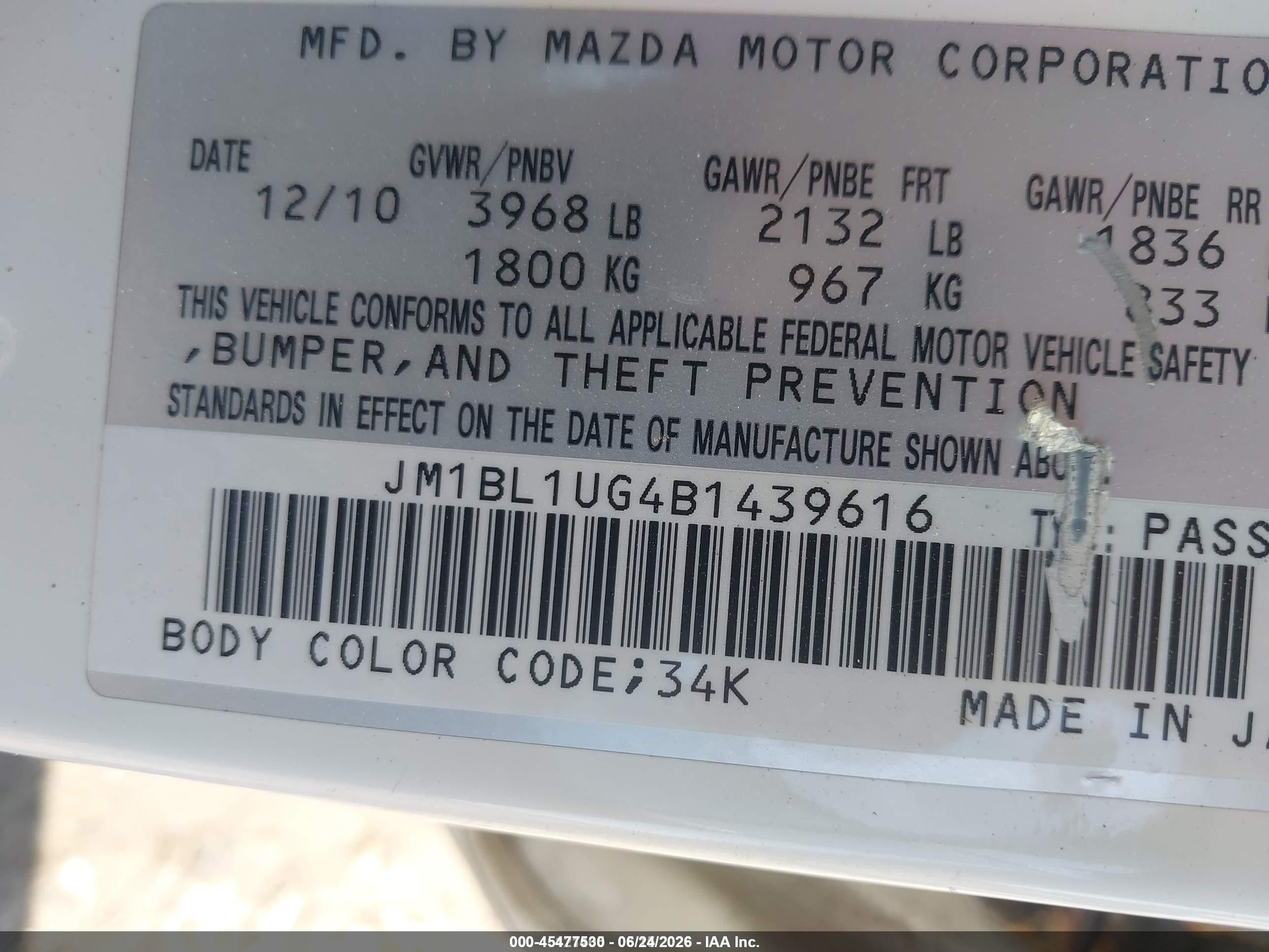2011 Mazda Mazda3 I Sport White vin: JM1BL1UG4B1439616