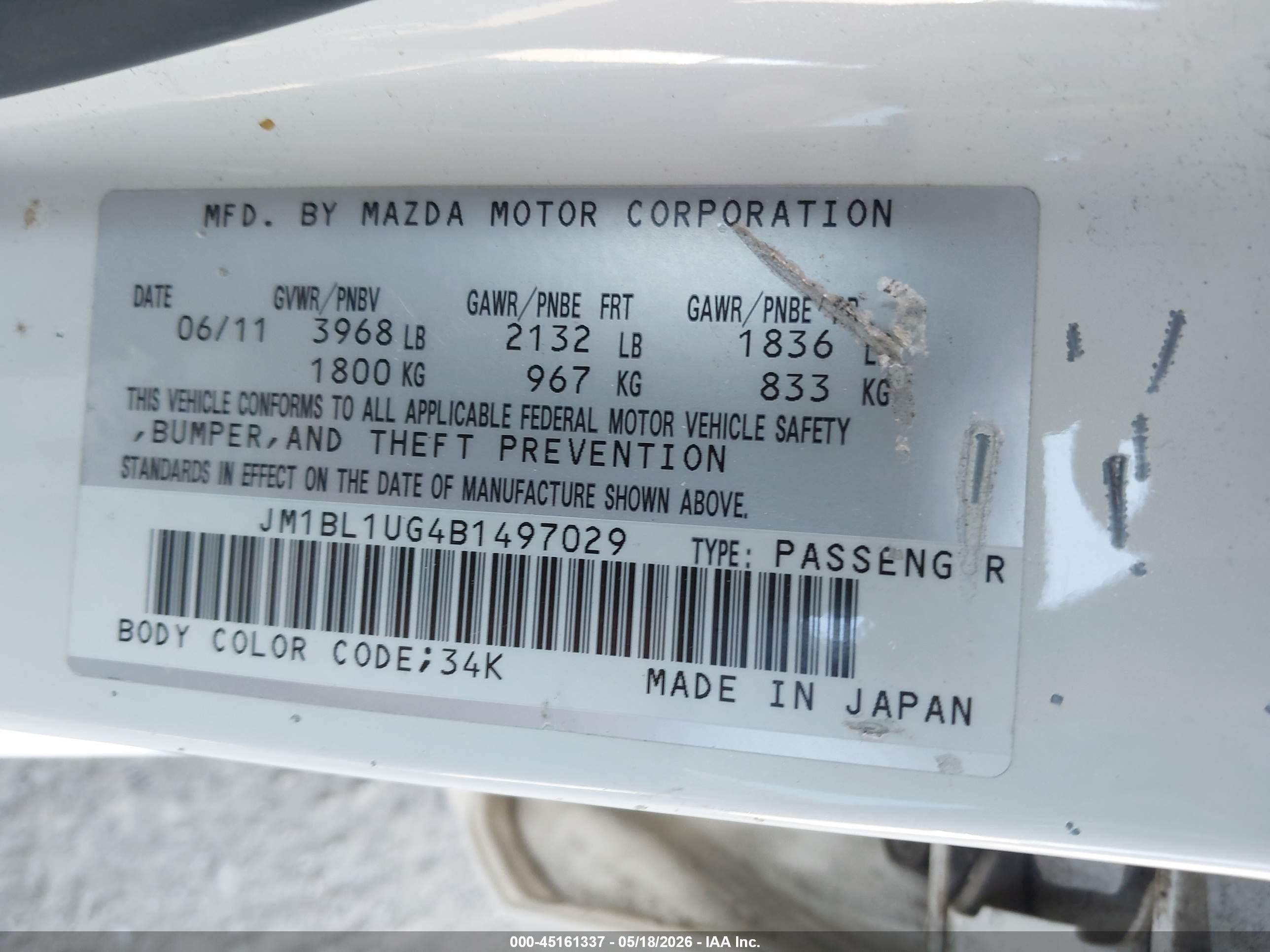 2011 Mazda Mazda3 I Sport White vin: JM1BL1UG4B1497029