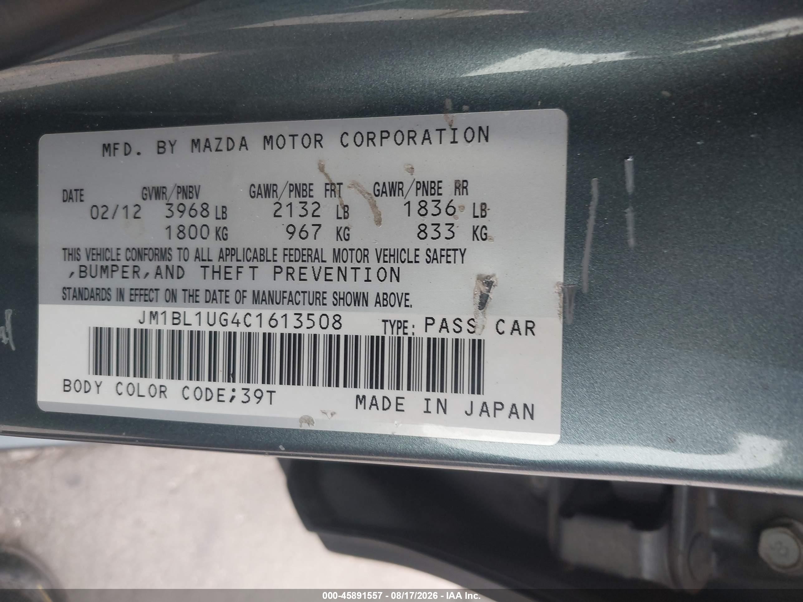 2012 Mazda Mazda3 I Sport Green vin: JM1BL1UG4C1613508