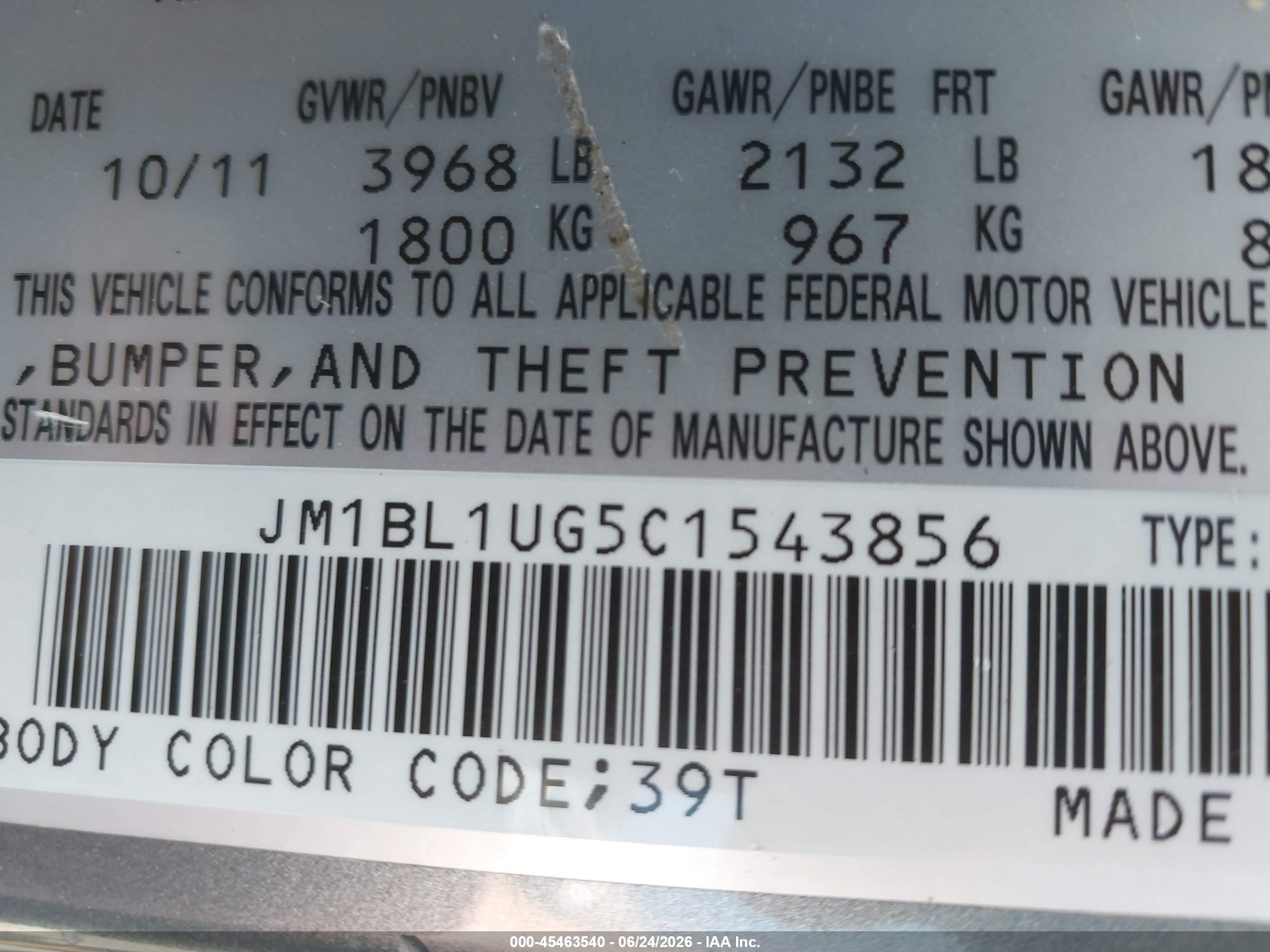 2012 Mazda Mazda3 I Sport Teal vin: JM1BL1UG5C1543856