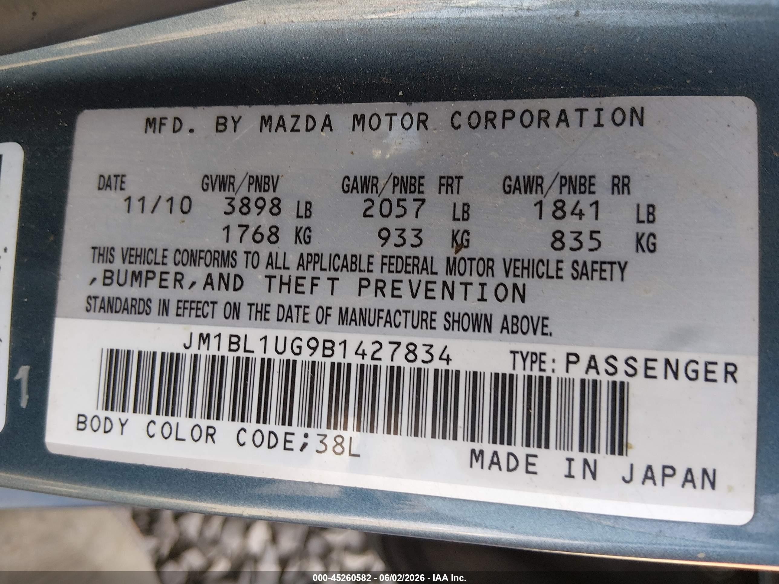 2011 Mazda Mazda3 I Sport Light Blue vin: JM1BL1UG9B1427834