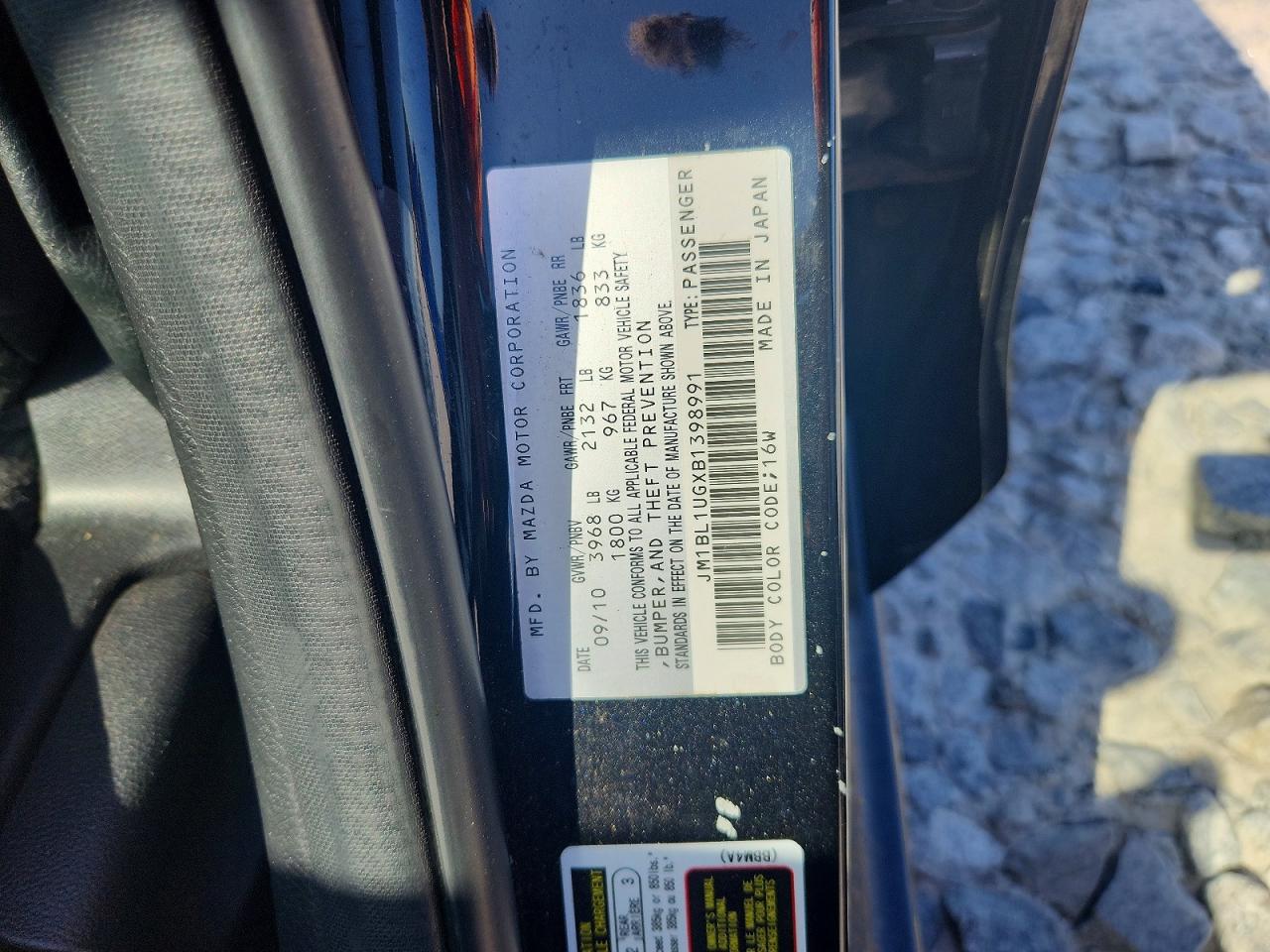 2011 Mazda 3 I Black vin: JM1BL1UGXB1398991