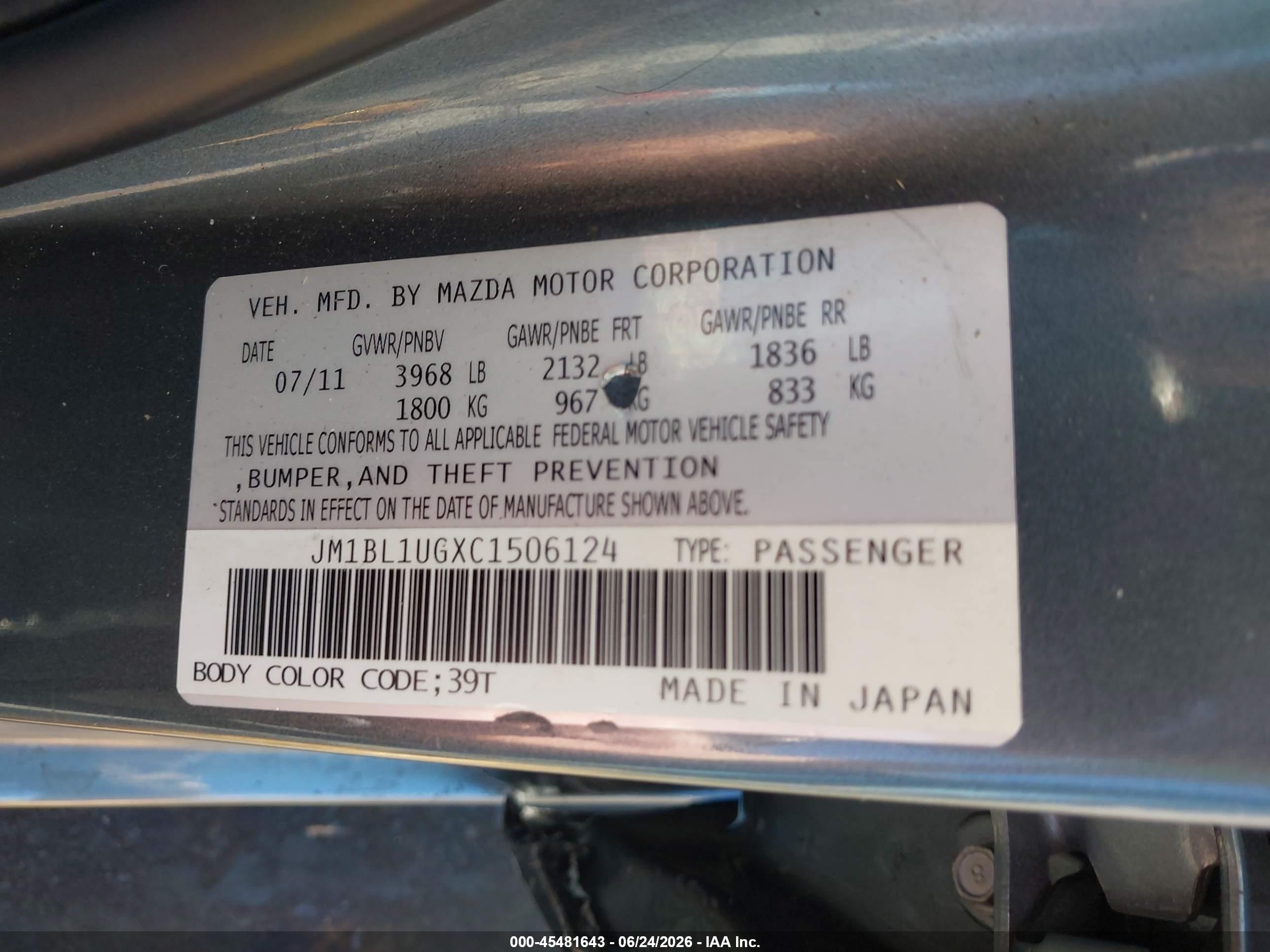 2012 Mazda Mazda3 I Sport Green vin: JM1BL1UGXC1506124