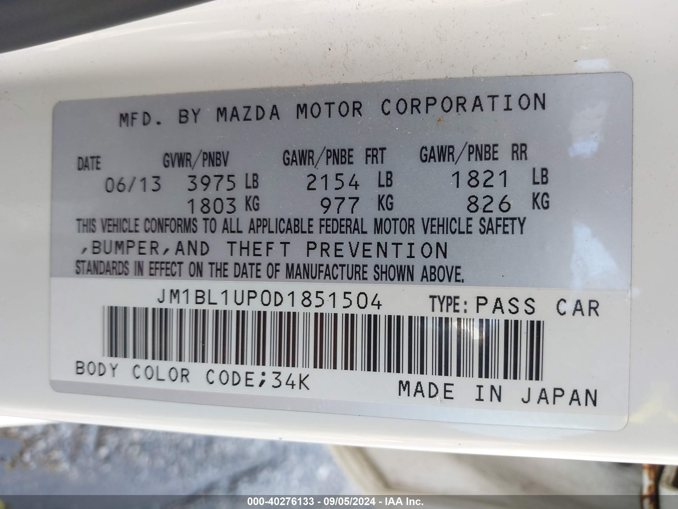 2013 Mazda Mazda3 I Sport White vin: JM1BL1UP0D1851504