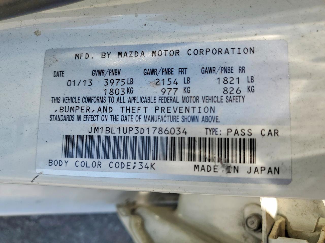2013 Mazda 3 I White vin: JM1BL1UP3D1786034
