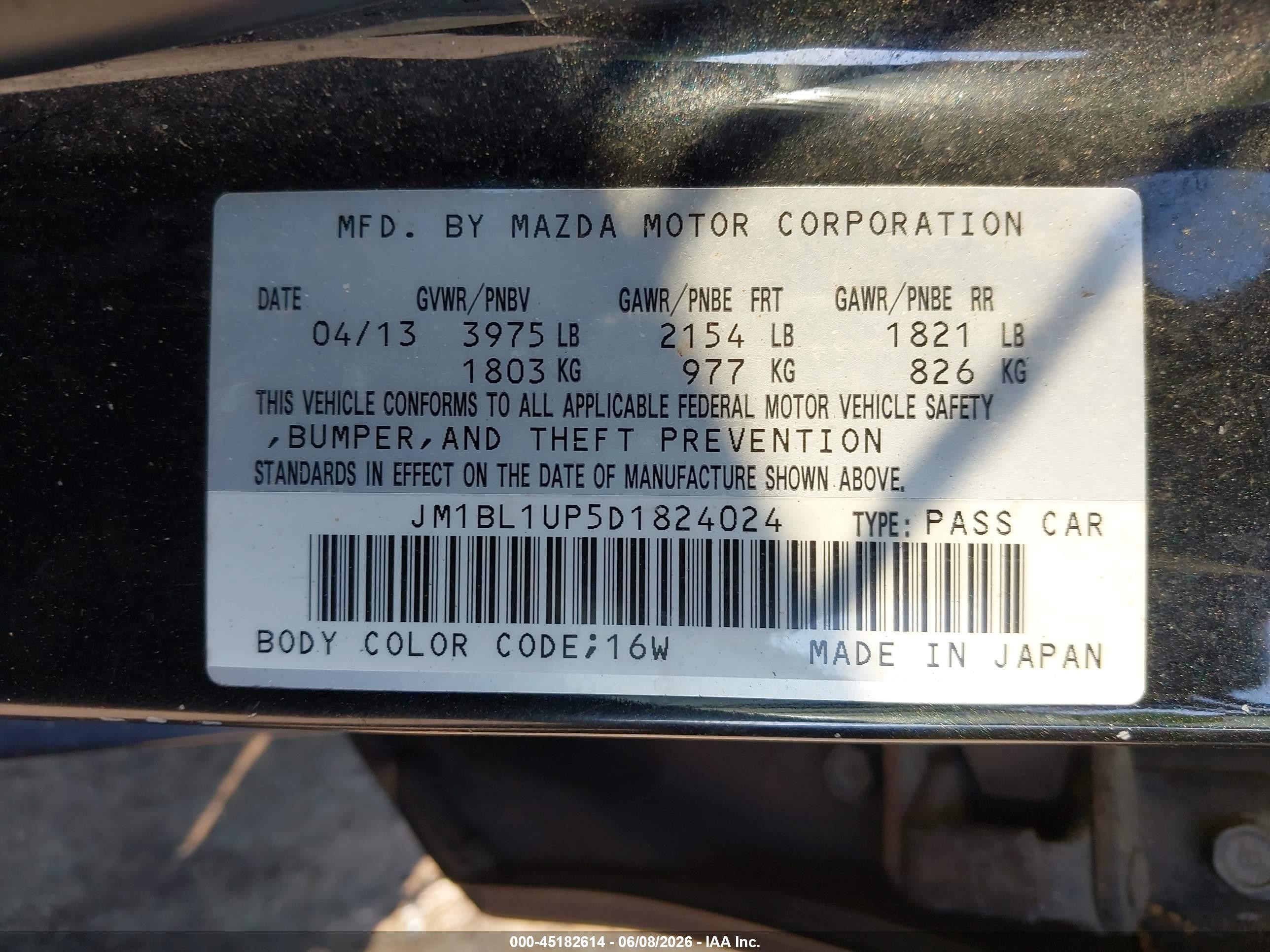 2013 Mazda Mazda3 I Sport Black vin: JM1BL1UP5D1824024