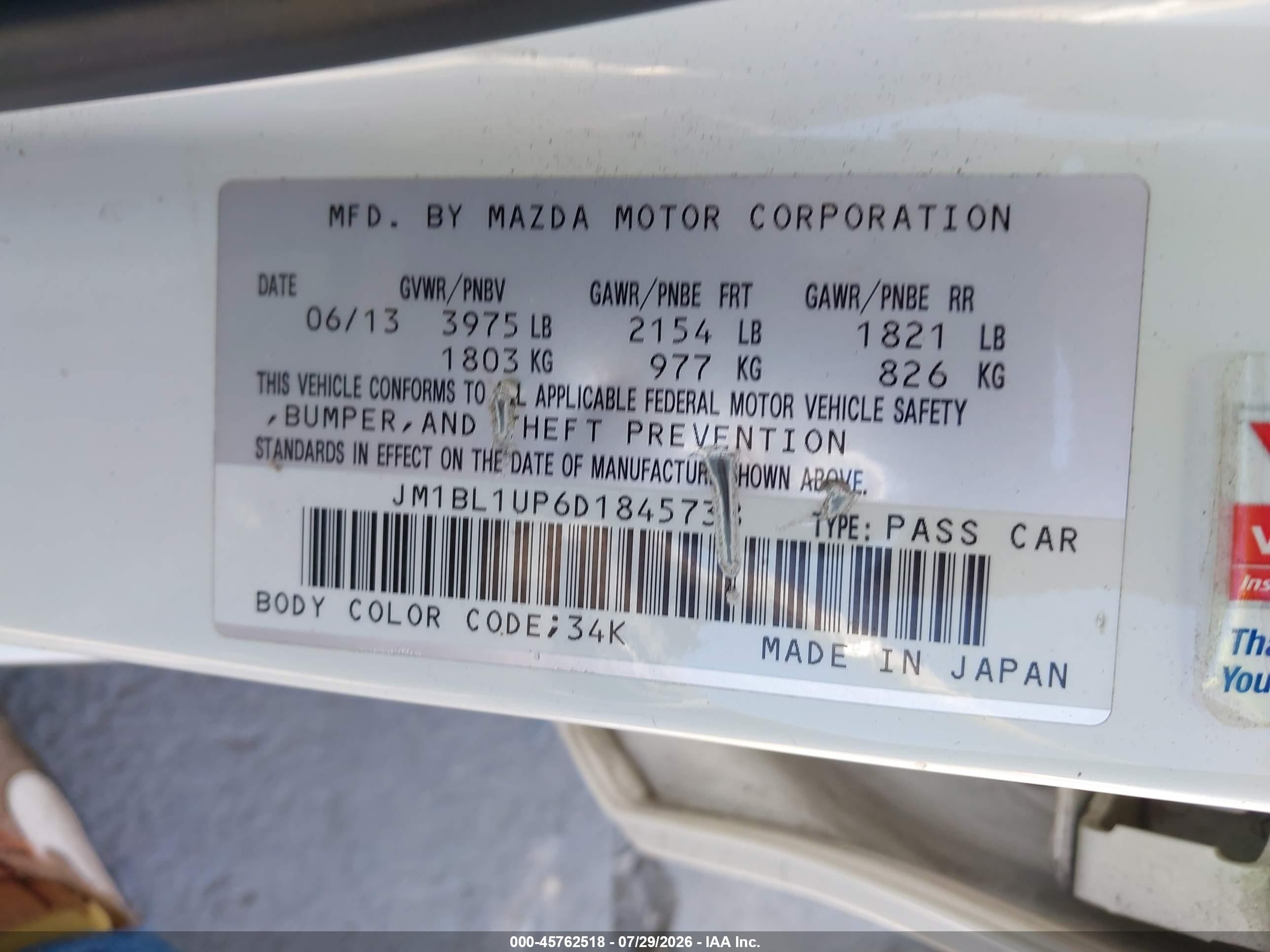 2013 Mazda Mazda3 I Sport White vin: JM1BL1UP6D1845738