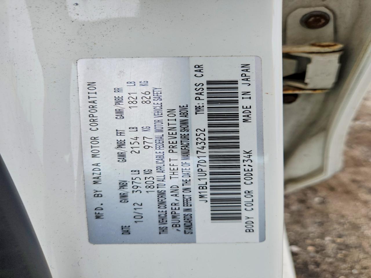 2013 Mazda 3 I White vin: JM1BL1UP7D1743252