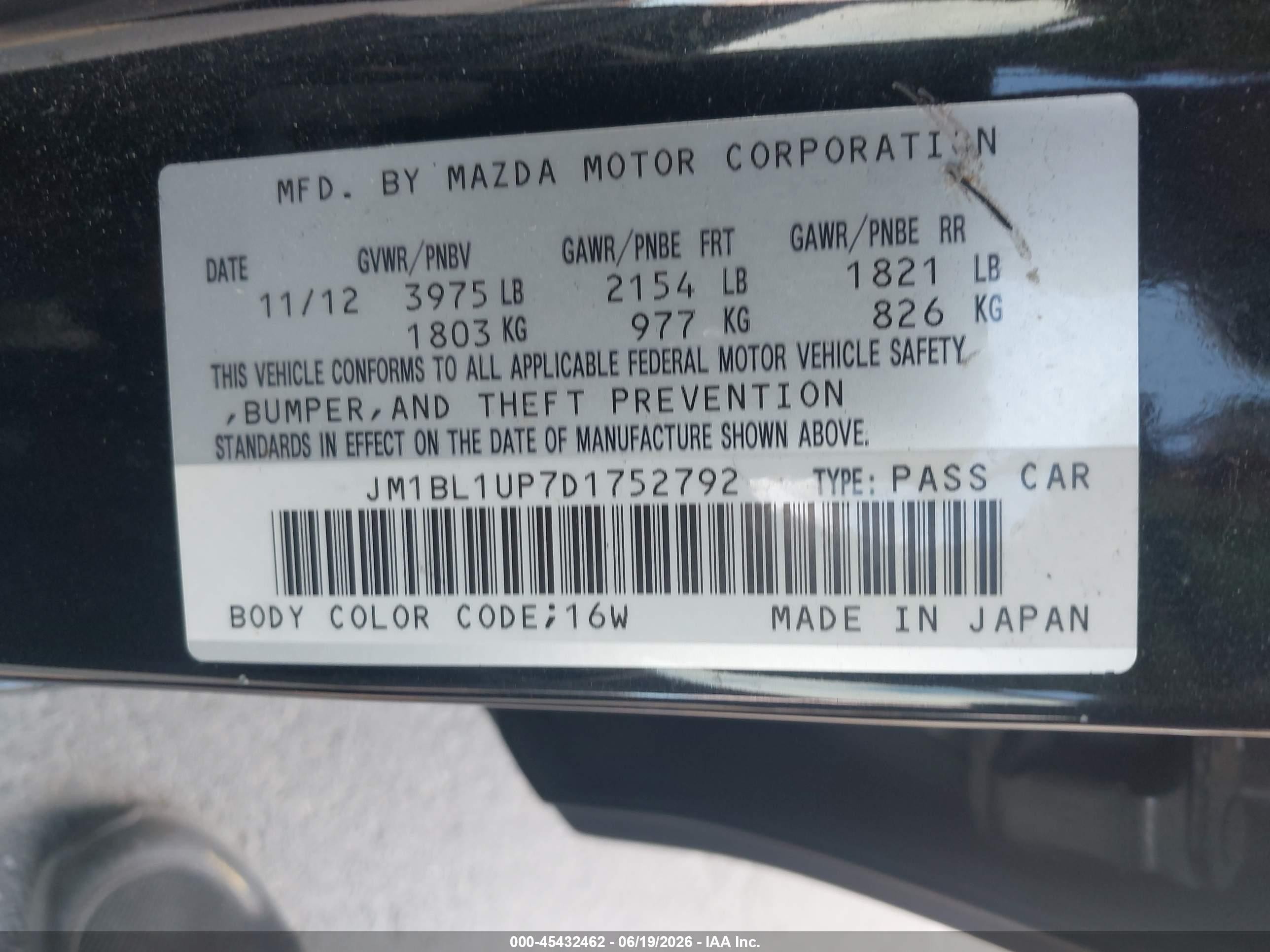 2013 Mazda Mazda3 I Sport Black vin: JM1BL1UP7D1752792