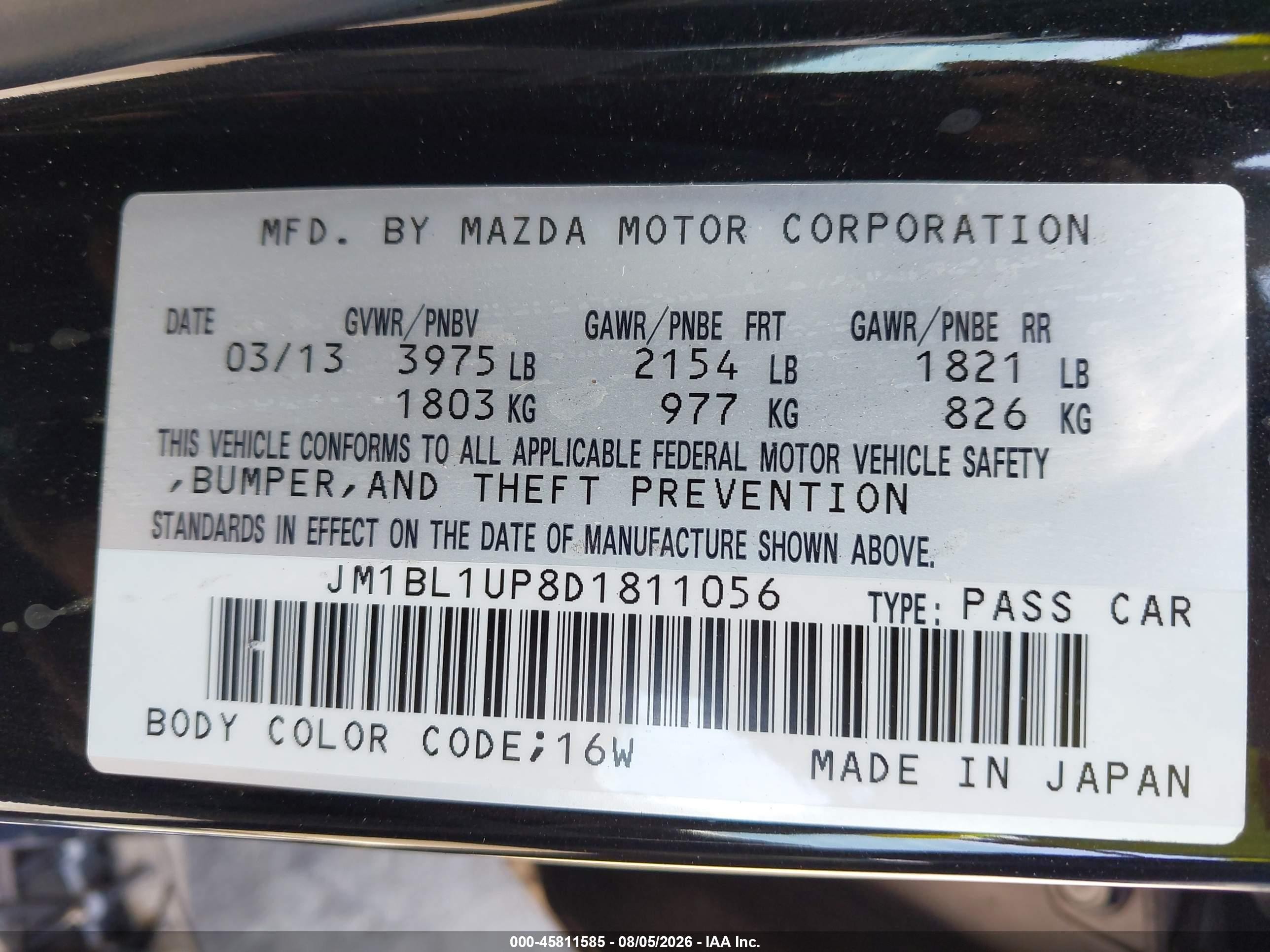 2013 Mazda Mazda3 I Sport Black vin: JM1BL1UP8D1811056