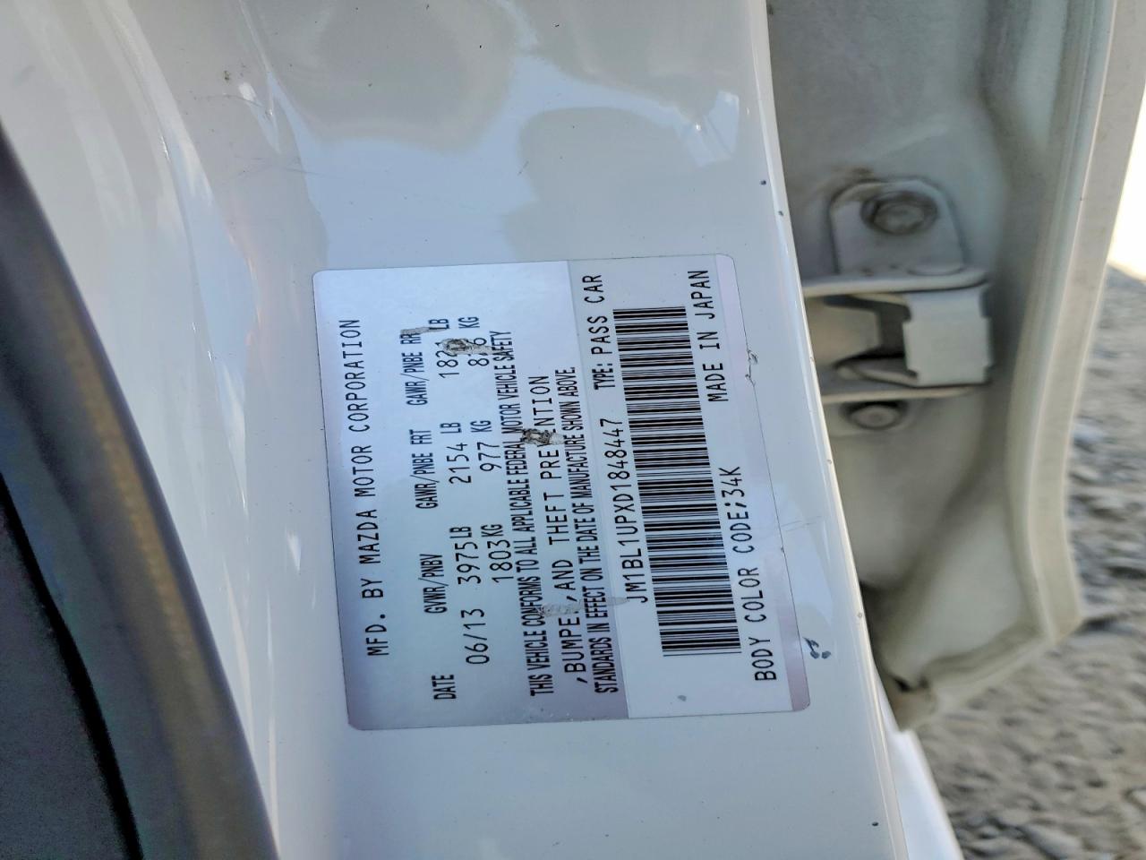 2013 Mazda 3 I White vin: JM1BL1UPXD1848447