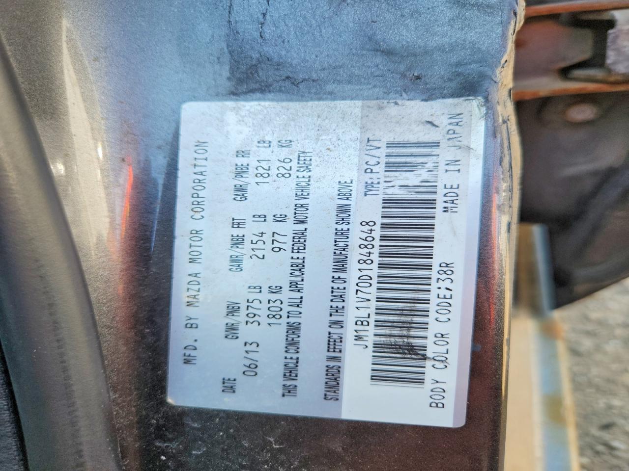 2013 Mazda 3 I Gray vin: JM1BL1V70D1848648