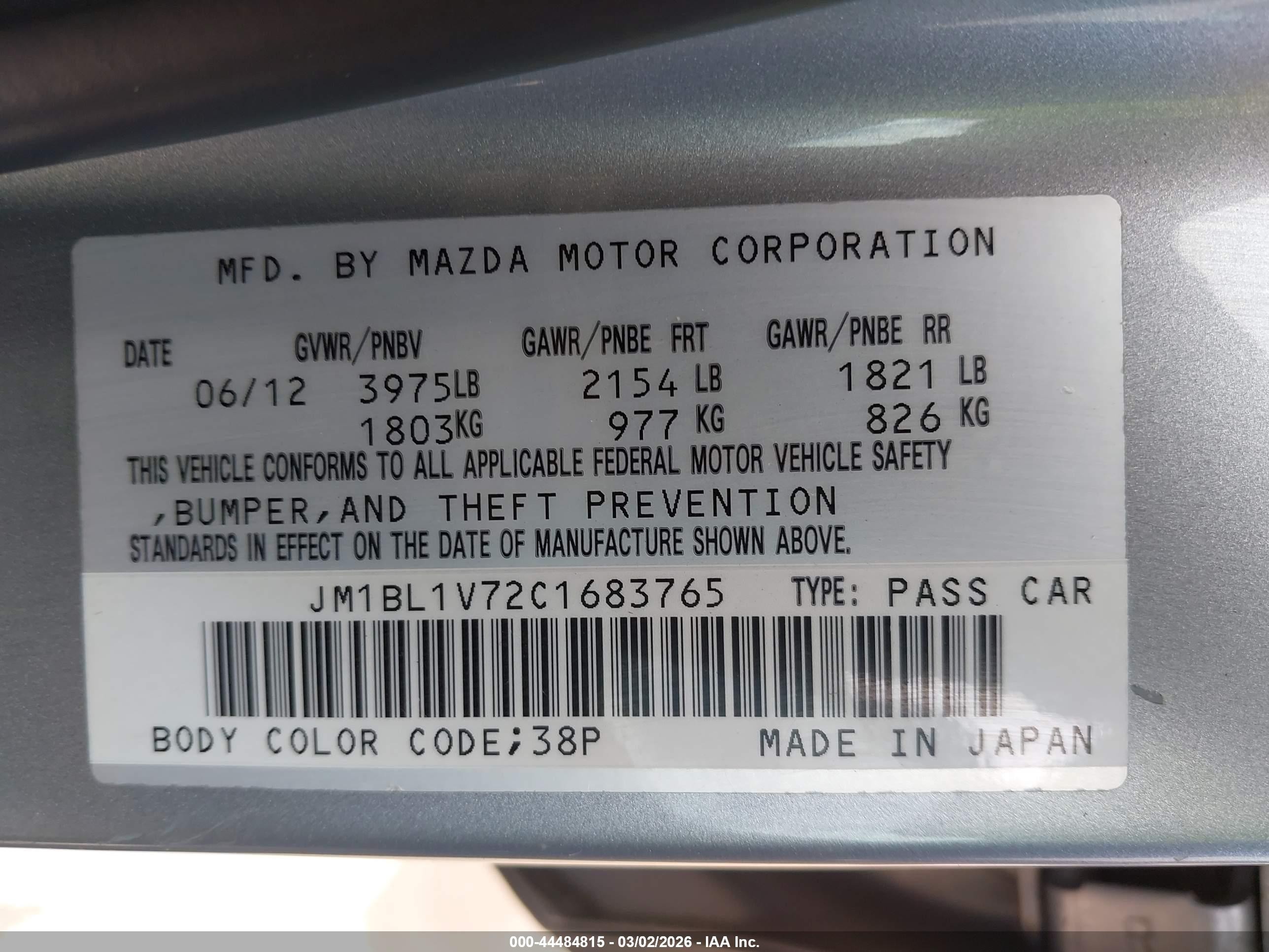 2012 Mazda Mazda3 I Touring Gray vin: JM1BL1V72C1683765