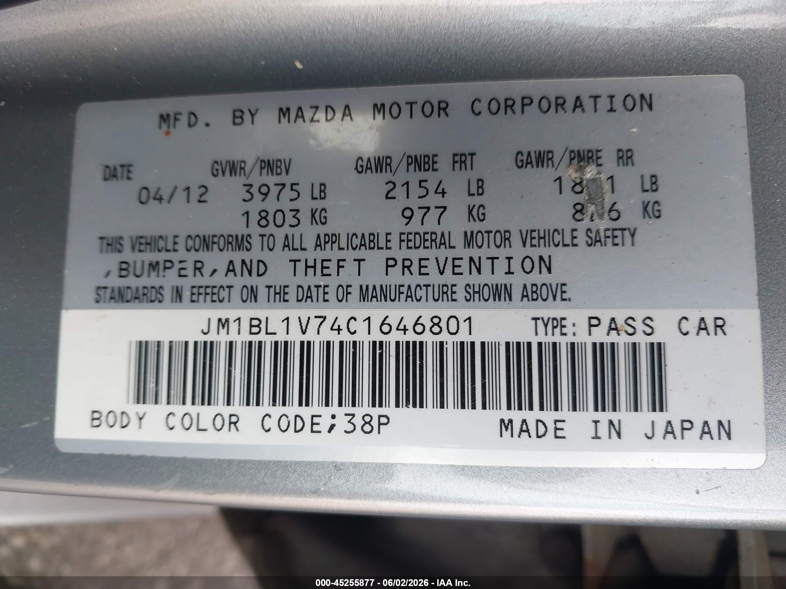 2012 Mazda Mazda3 I Touring Gray vin: JM1BL1V74C1646801