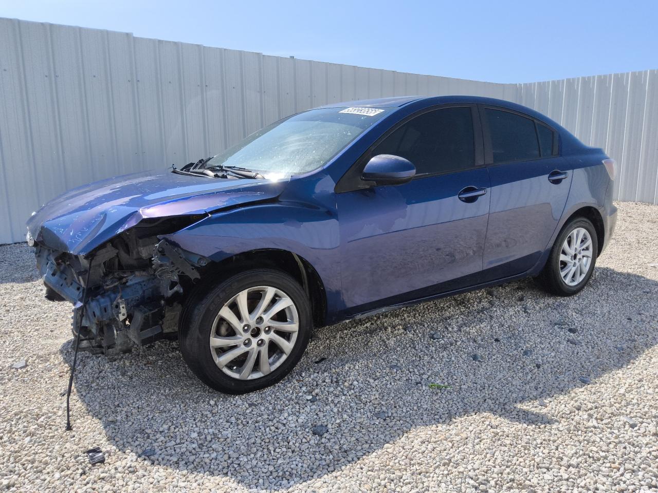 2012 Mazda 3 I Blue vin: JM1BL1V74C1670810 Damage: Left Front Door, Peeling, > 12 Inches