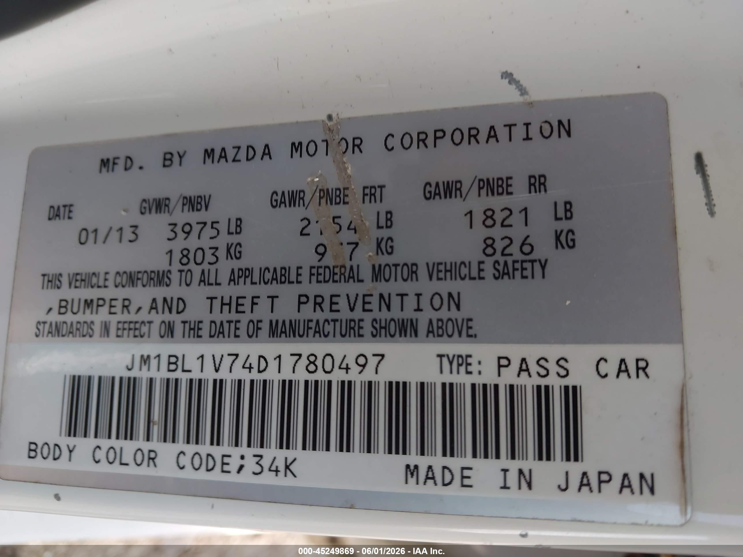 2013 Mazda Mazda3 I Touring White vin: JM1BL1V74D1780497