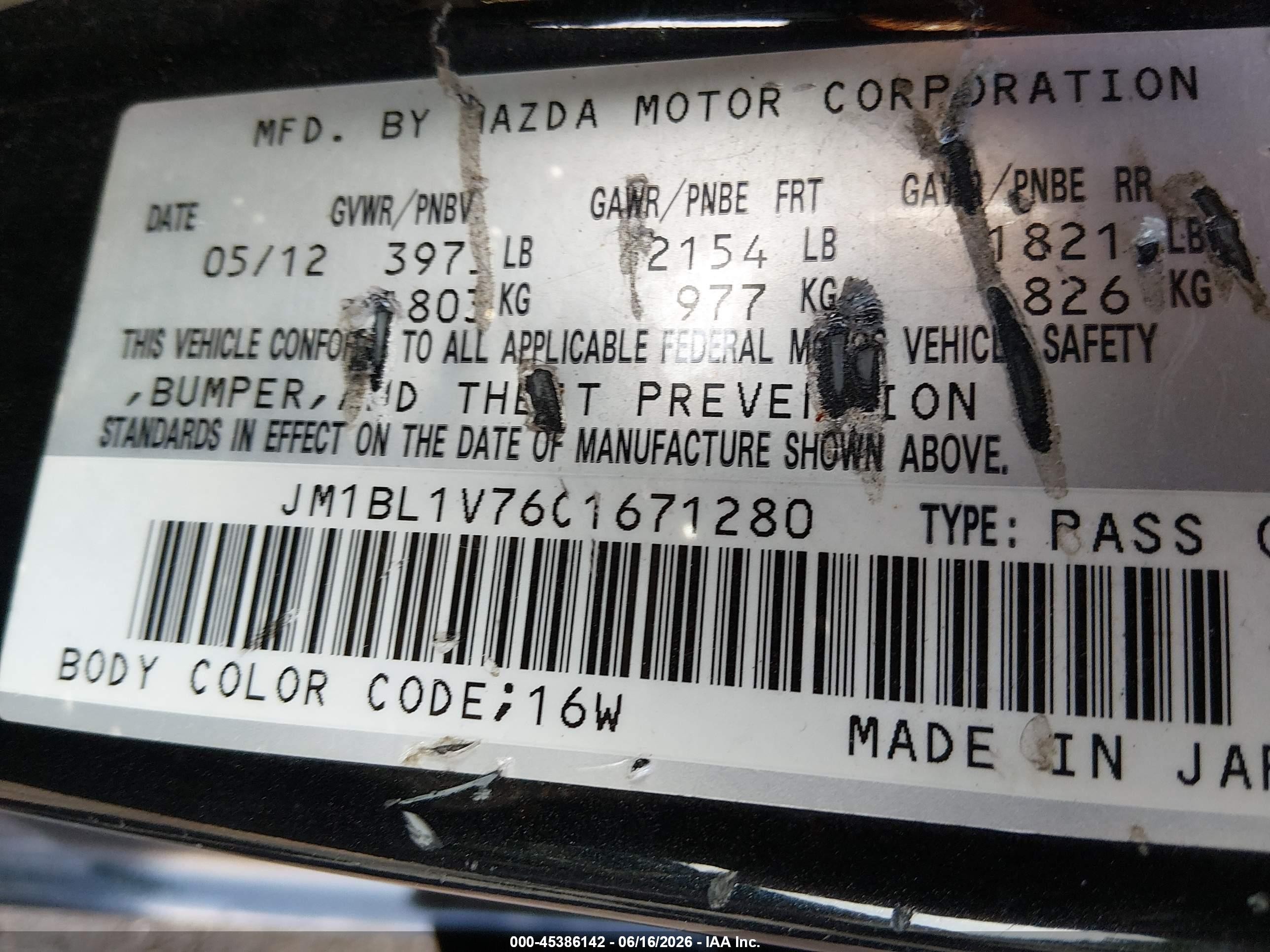 2012 Mazda Mazda3 I Touring Black vin: JM1BL1V76C1671280