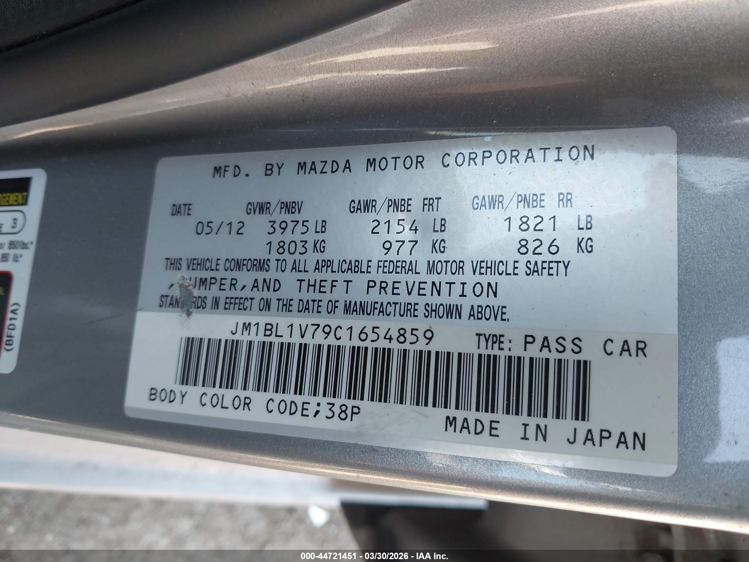 2012 Mazda Mazda3 I Touring Silver vin: JM1BL1V79C1654859