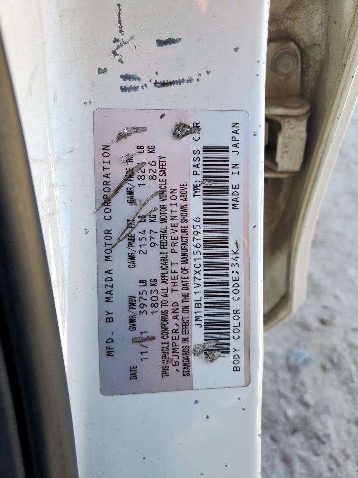 2012 Mazda 3 I White vin: JM1BL1V7XC1567956