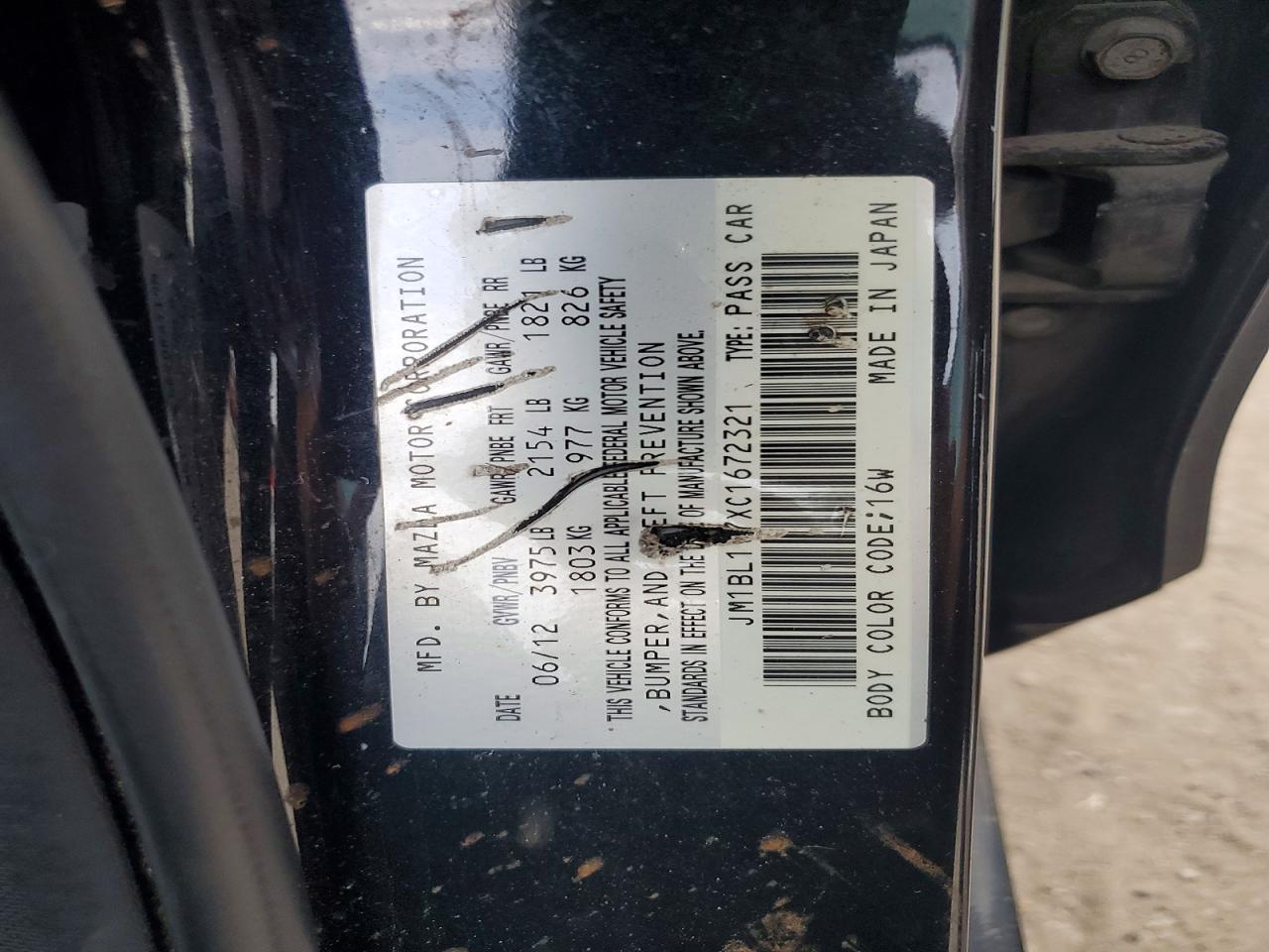 2012 Mazda 3 I Черный vin: JM1BL1V7XC1672321
