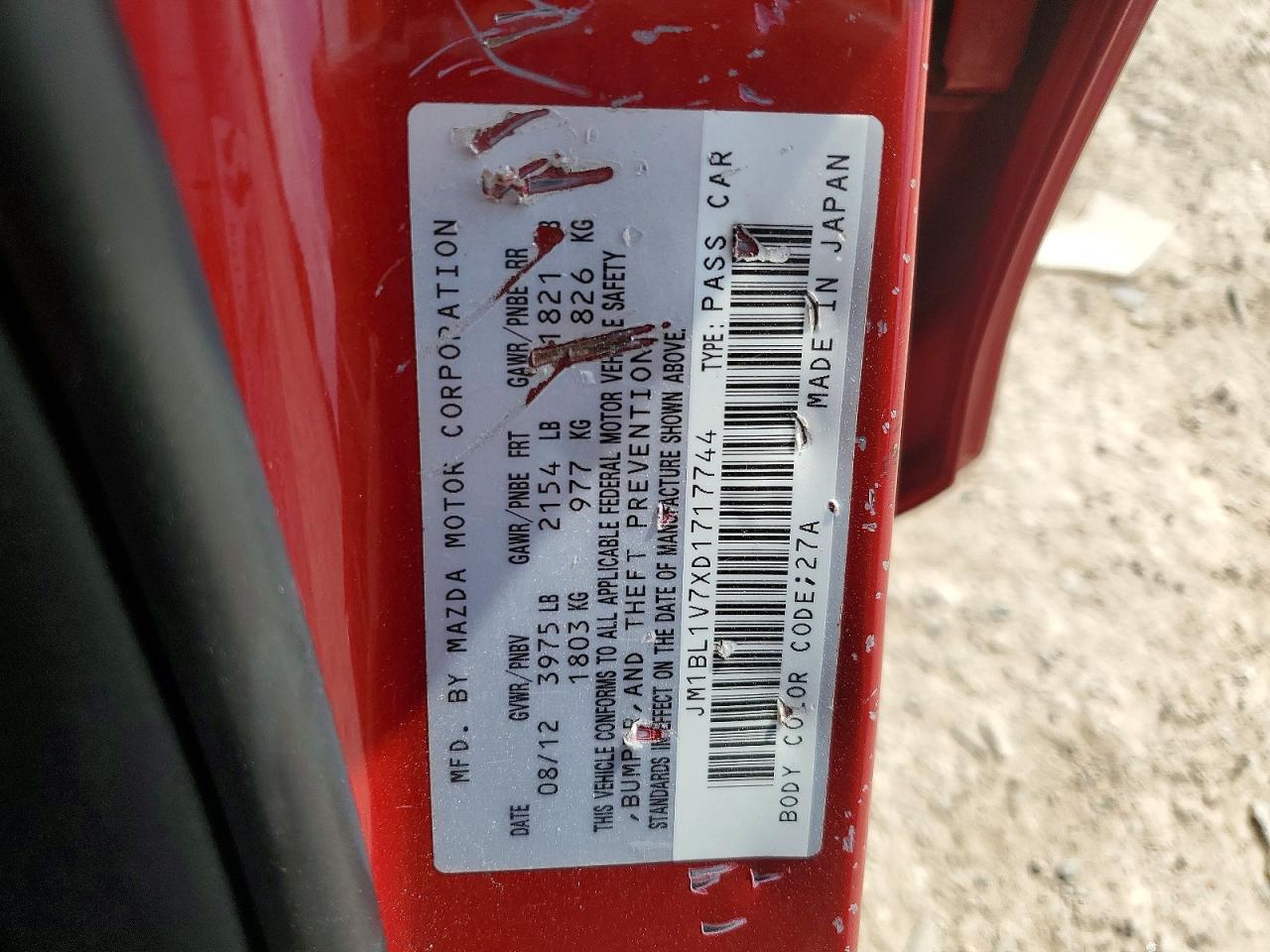 2013 Mazda 3 I Красный vin: JM1BL1V7XD1717744