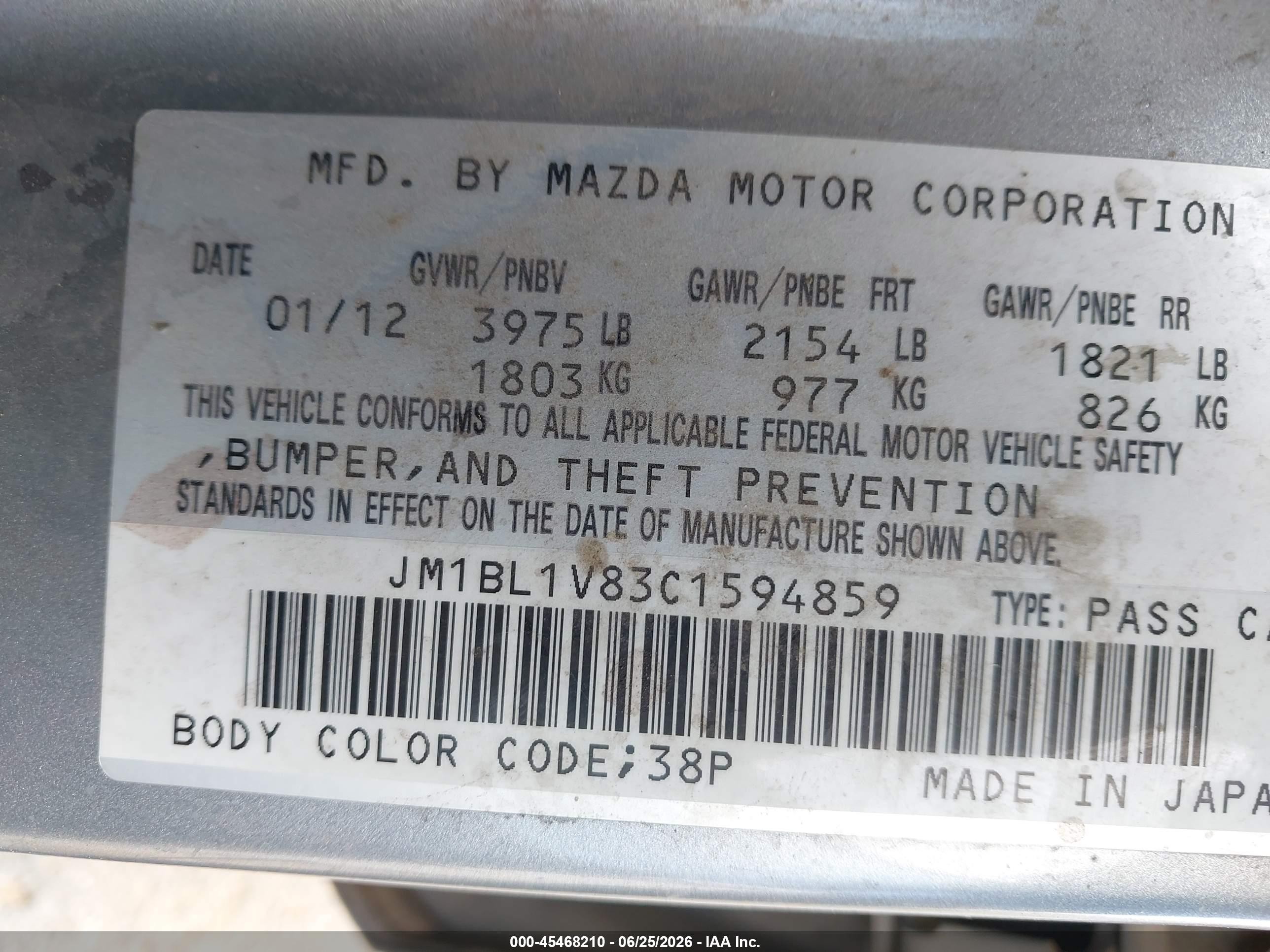 2012 Mazda Mazda3 I Touring Silver vin: JM1BL1V83C1594859