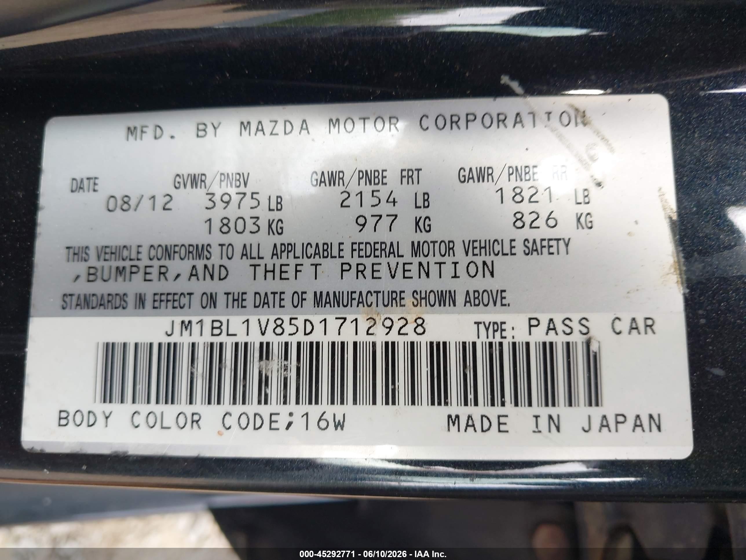 2013 Mazda Mazda3 I Touring Black vin: JM1BL1V85D1712928