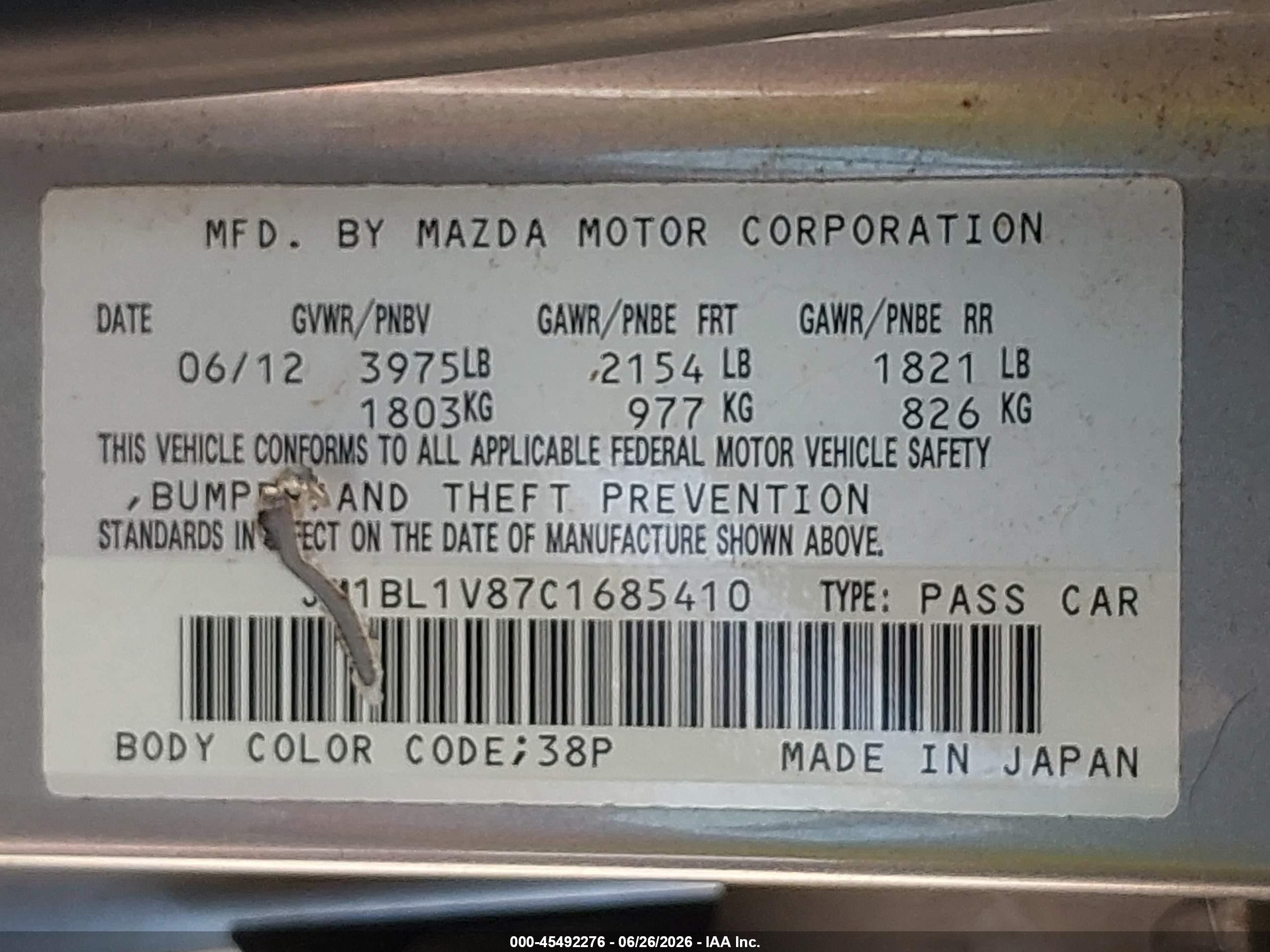 2012 Mazda Mazda3 I Touring Silver vin: JM1BL1V87C1685410