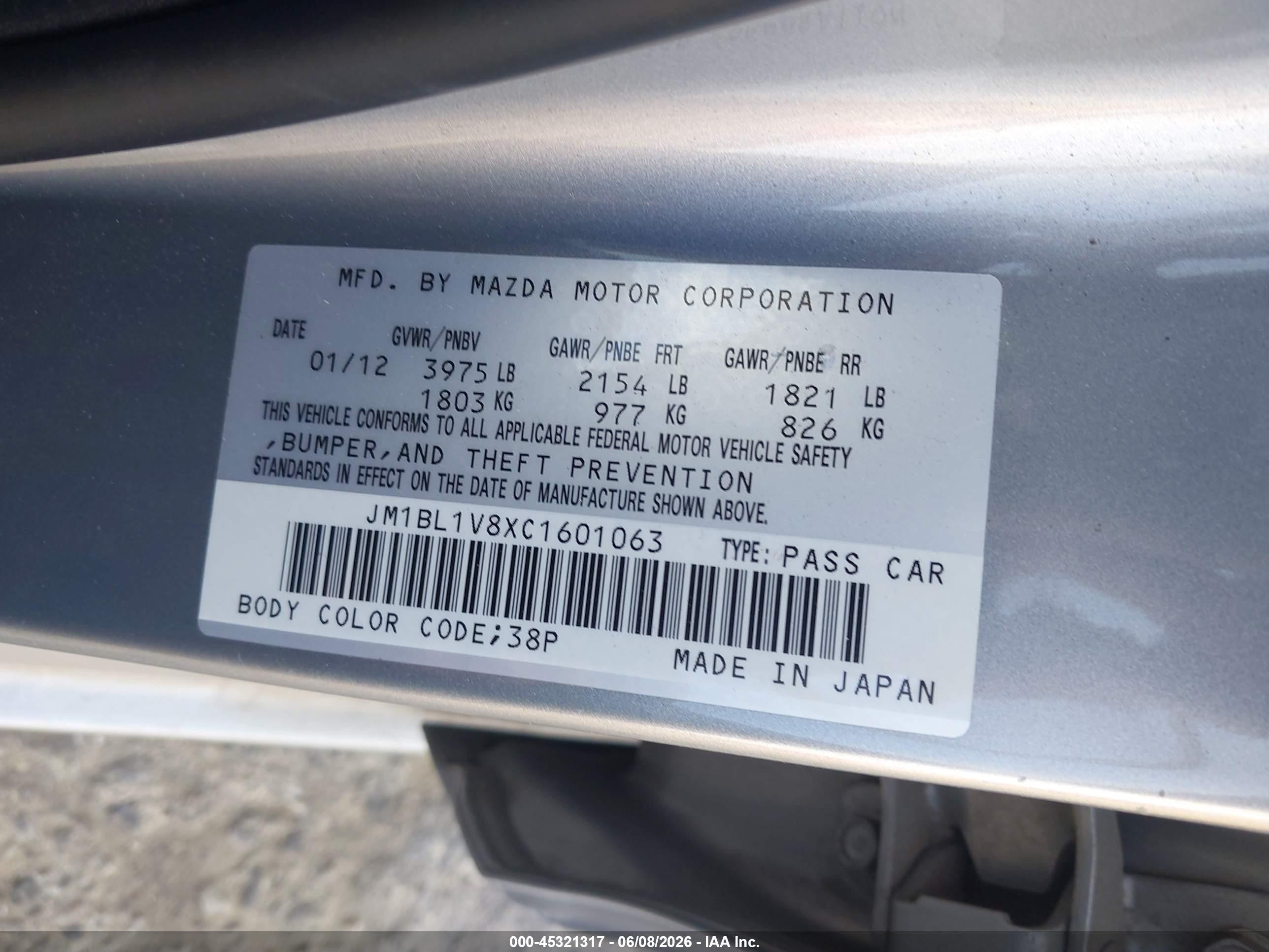 2012 Mazda Mazda3 I Touring Silver vin: JM1BL1V8XC1601063