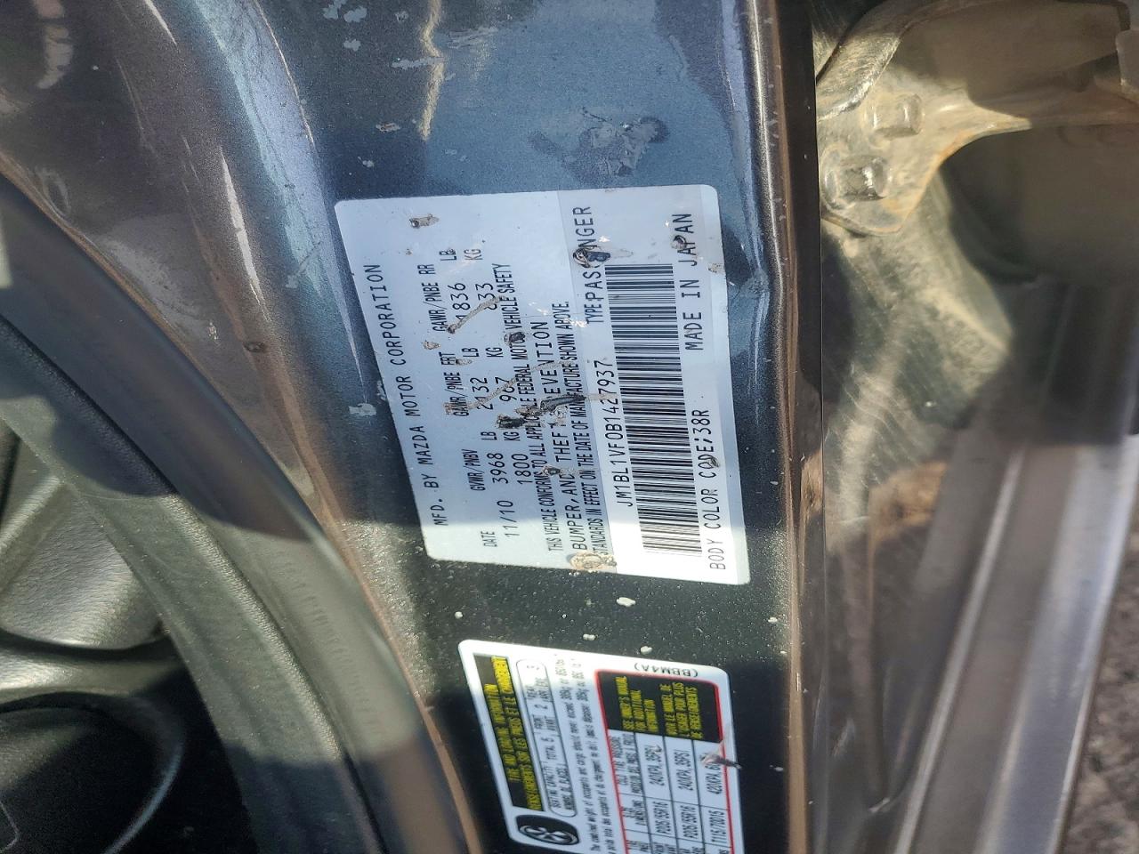 2011 Mazda 3 I Gray vin: JM1BL1VF0B1427937