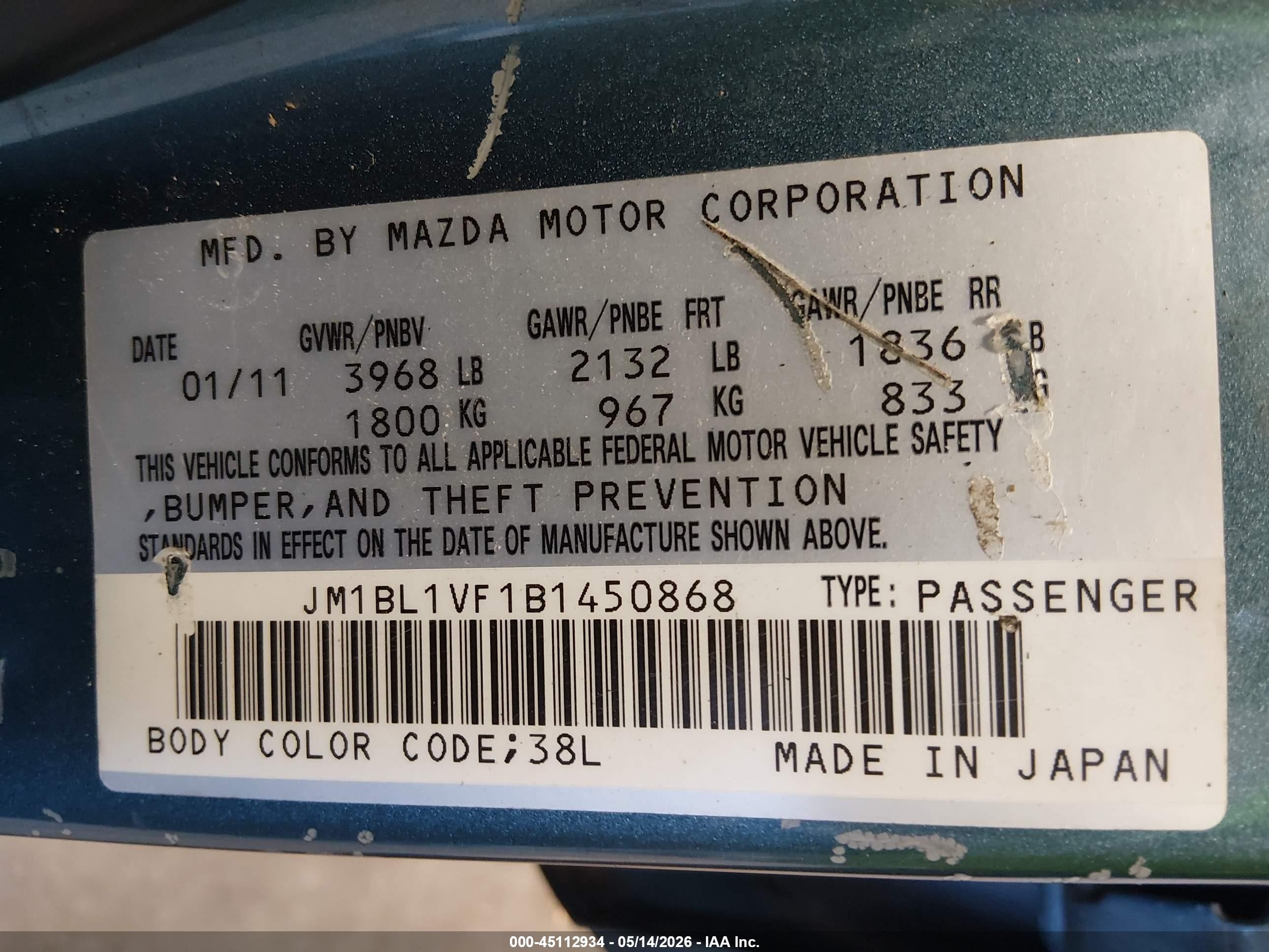 2011 Mazda Mazda3 I Touring Green vin: JM1BL1VF1B1450868