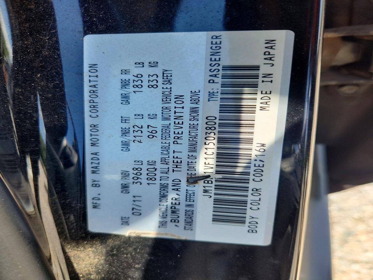 2012 Mazda 3 I Black vin: JM1BL1VF1C1503800