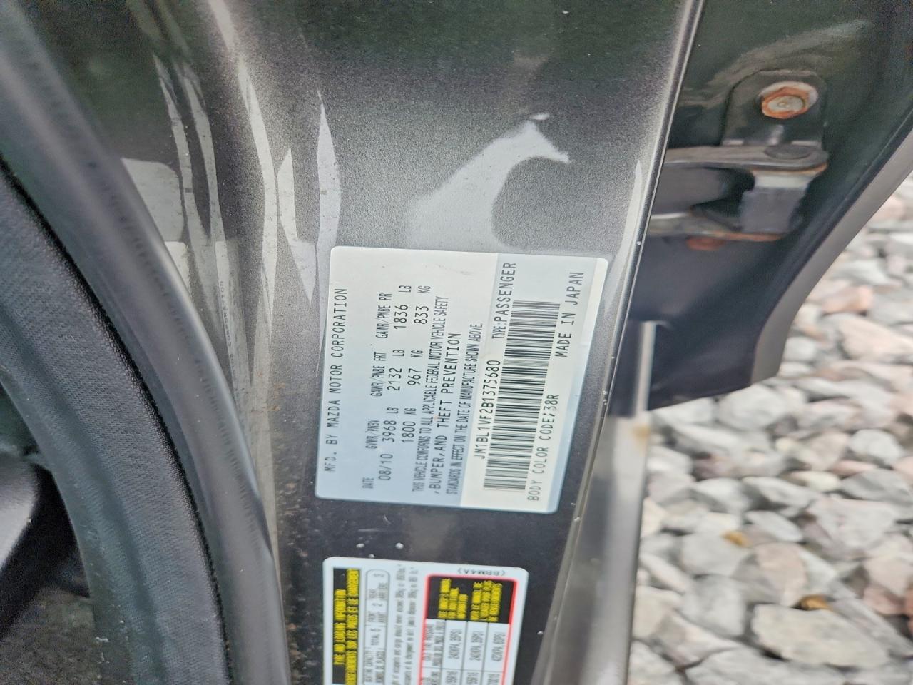 2011 Mazda 3 I Gray vin: JM1BL1VF2B1375680