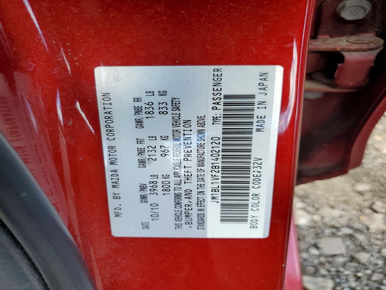 2011 Mazda 3 I Red vin: JM1BL1VF2B1402120