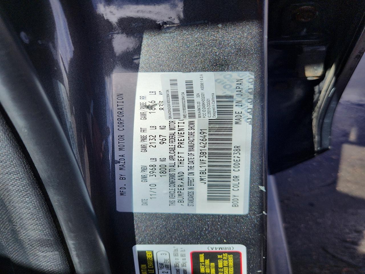 2011 Mazda 3 I Charcoal vin: JM1BL1VF3B1426491