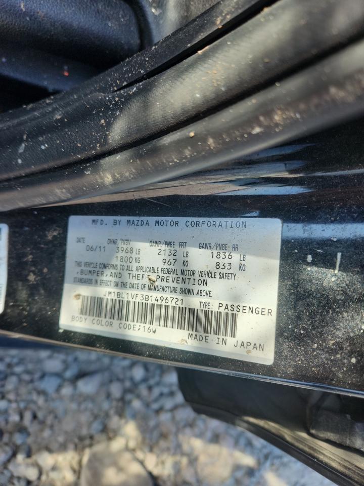 2011 Mazda 3 I Black vin: JM1BL1VF3B1496721