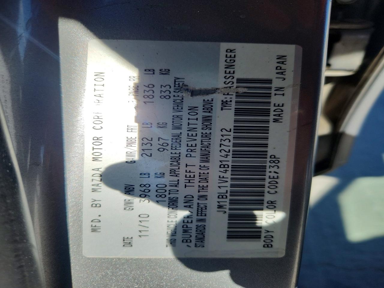 2011 Mazda 3 I Gray vin: JM1BL1VF4B1427312