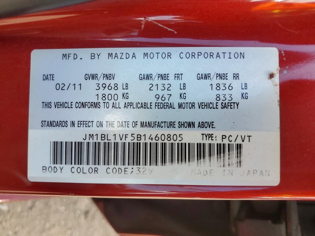 2011 Mazda 3 I Maroon vin: JM1BL1VF5B1460805