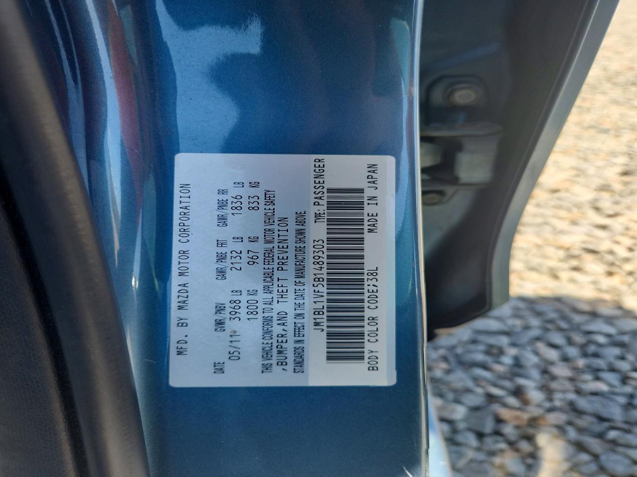 2011 Mazda 3 I Синий vin: JM1BL1VF5B1489303
