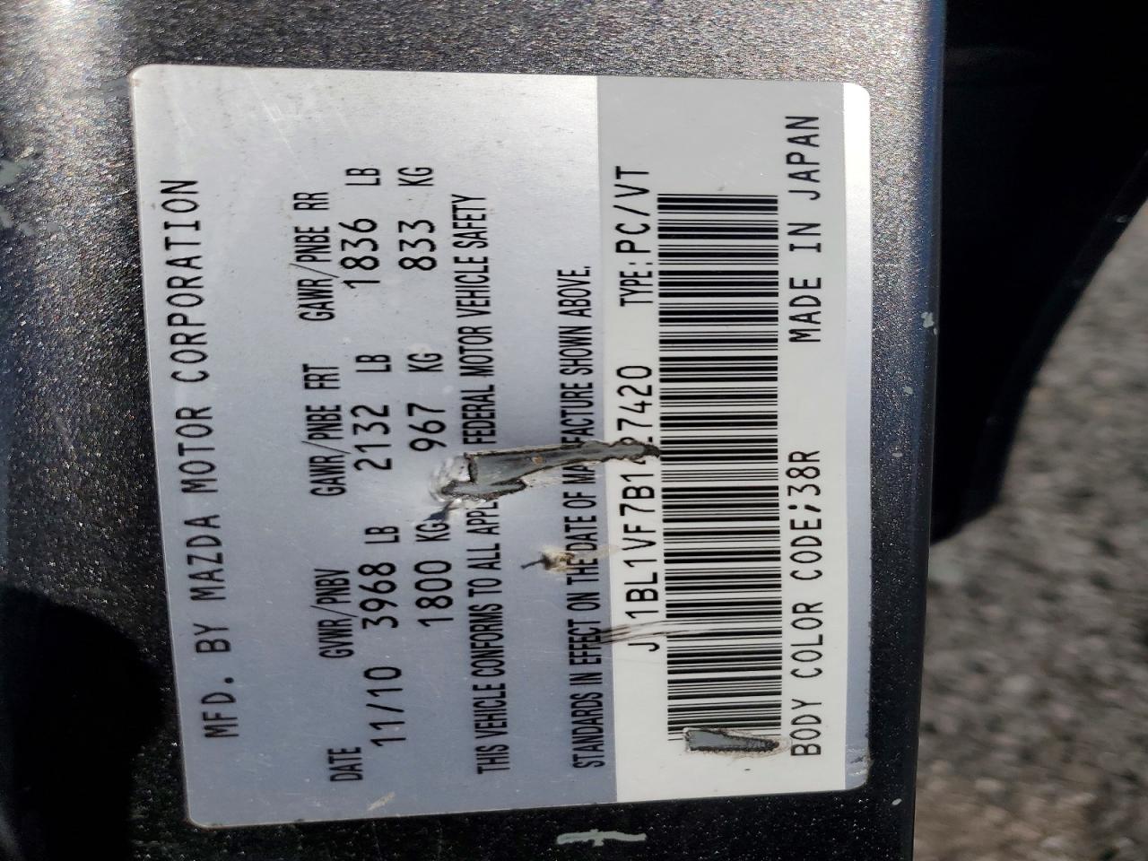 2011 Mazda 3 I Gray vin: JM1BL1VF7B1427420