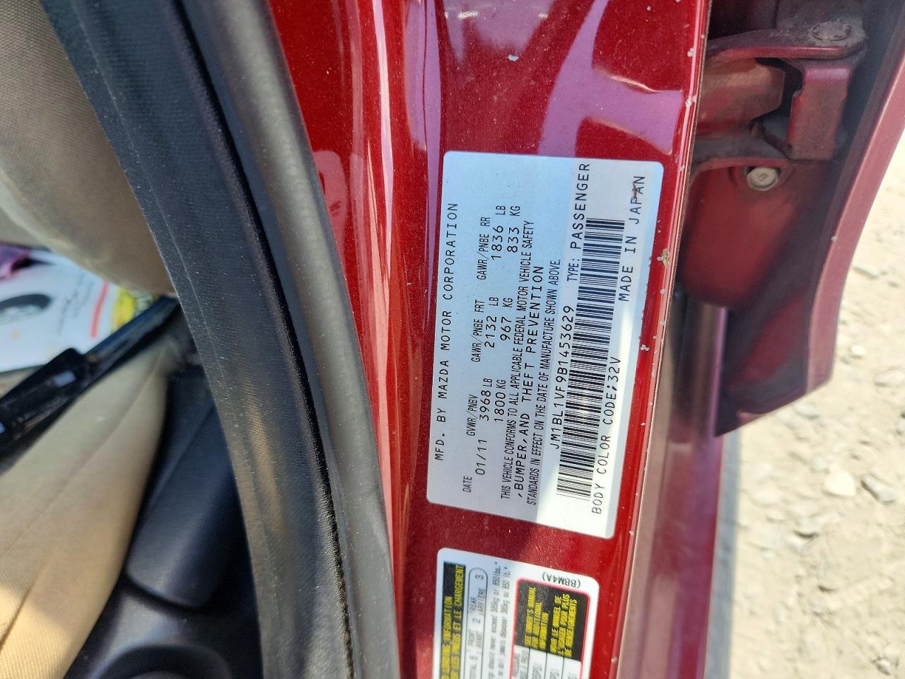 2011 Mazda 3 I Burgundy vin: JM1BL1VF9B1453629