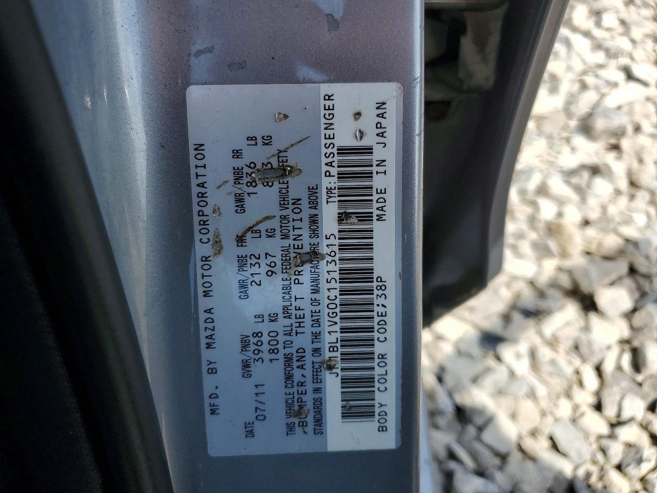 2012 Mazda 3 I Silver vin: JM1BL1VG0C1513615