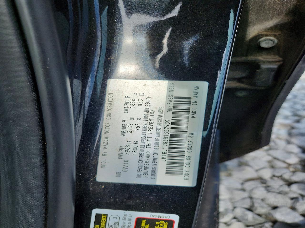 2011 Mazda 3 I Black vin: JM1BL1VG3B1357939