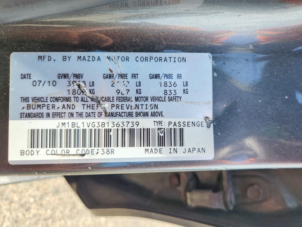 2011 Mazda 3 I Black vin: JM1BL1VG3B1363739