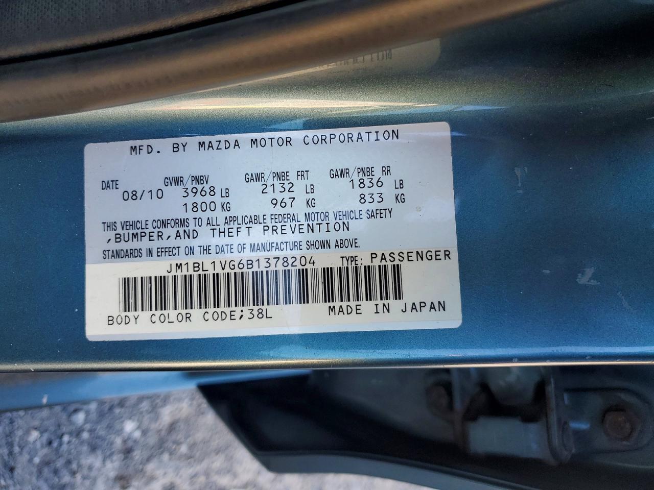 2011 Mazda 3 I Blue vin: JM1BL1VG6B1378204