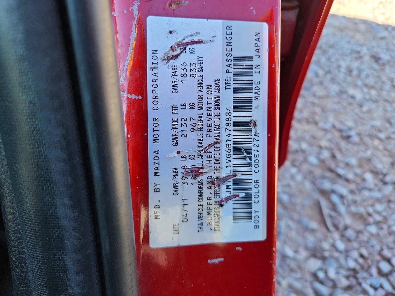 2011 Mazda 3 I Red vin: JM1BL1VG6B1478884