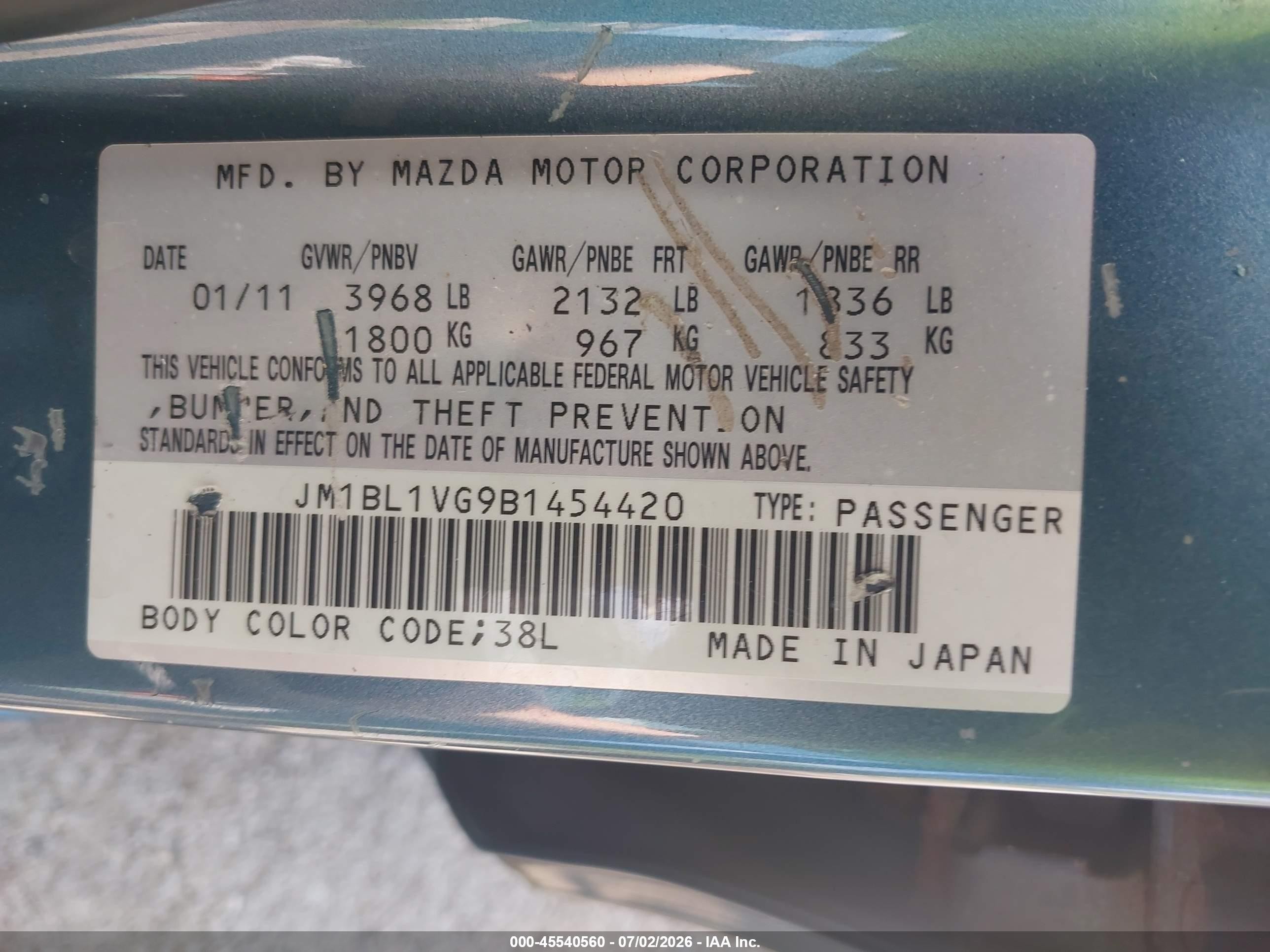 2011 Mazda Mazda3 I Touring Gray vin: JM1BL1VG9B1454420
