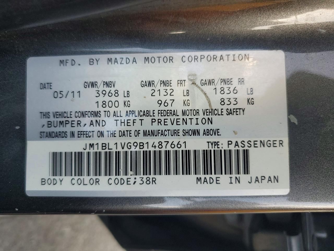 2011 Mazda 3 I Gray vin: JM1BL1VG9B1487661